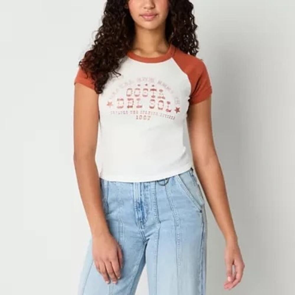 NEW! Arizona Jean Co. S Crew Neck Short-Sleeve Raglan Graphic Tee Costa Del Sol